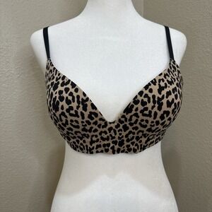 Third Love Zero Edge Wireless Push-Up Bra 34C Leopard Animal Print NWT Comfort